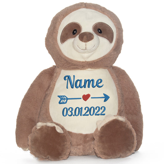 Stofftier mit Name Bestickt Kuscheltier Faultier personalisiert Name und Datum