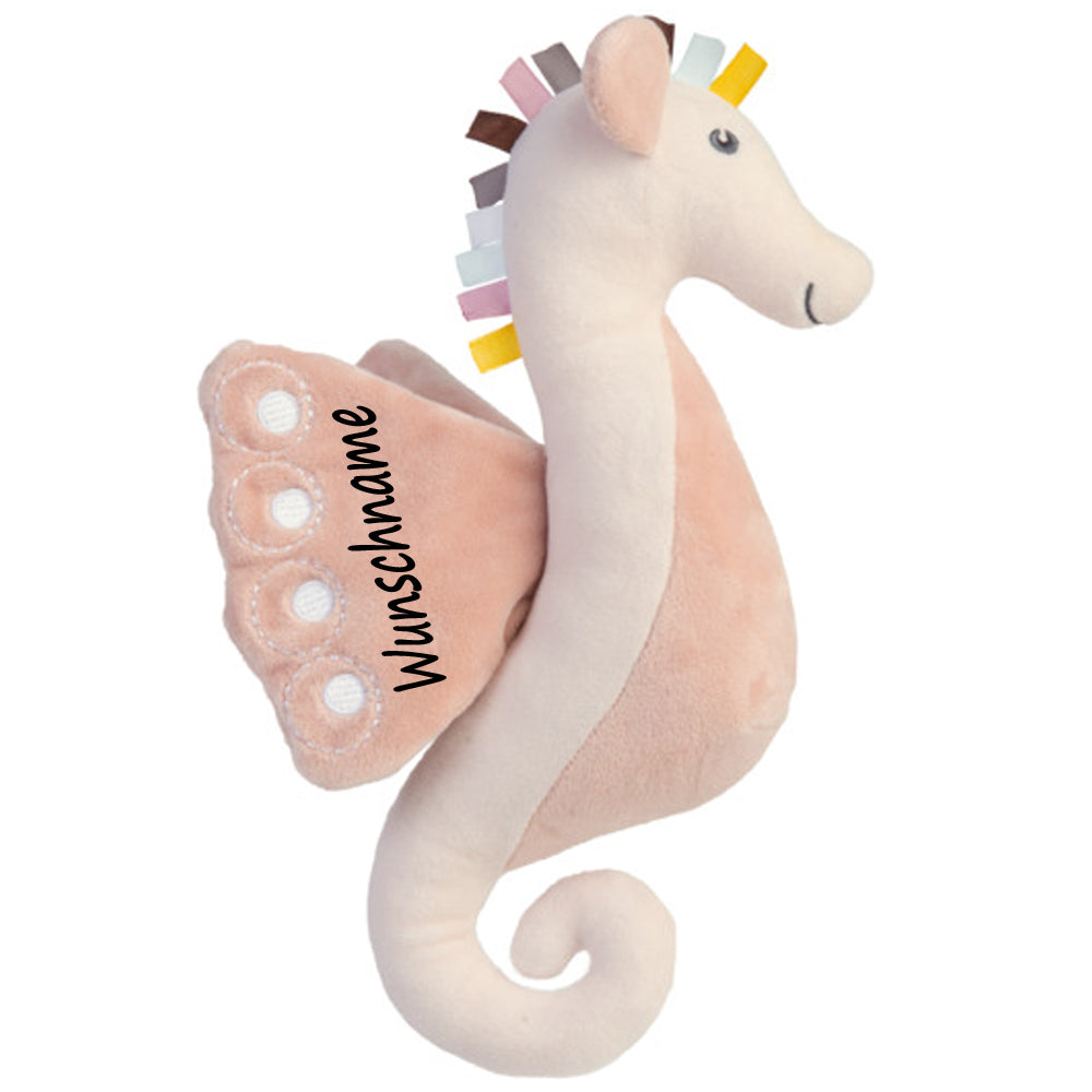 Stofftier Seepferd rosa Geschenk mit Namen und Geburtsdatum personalisiert 36cm