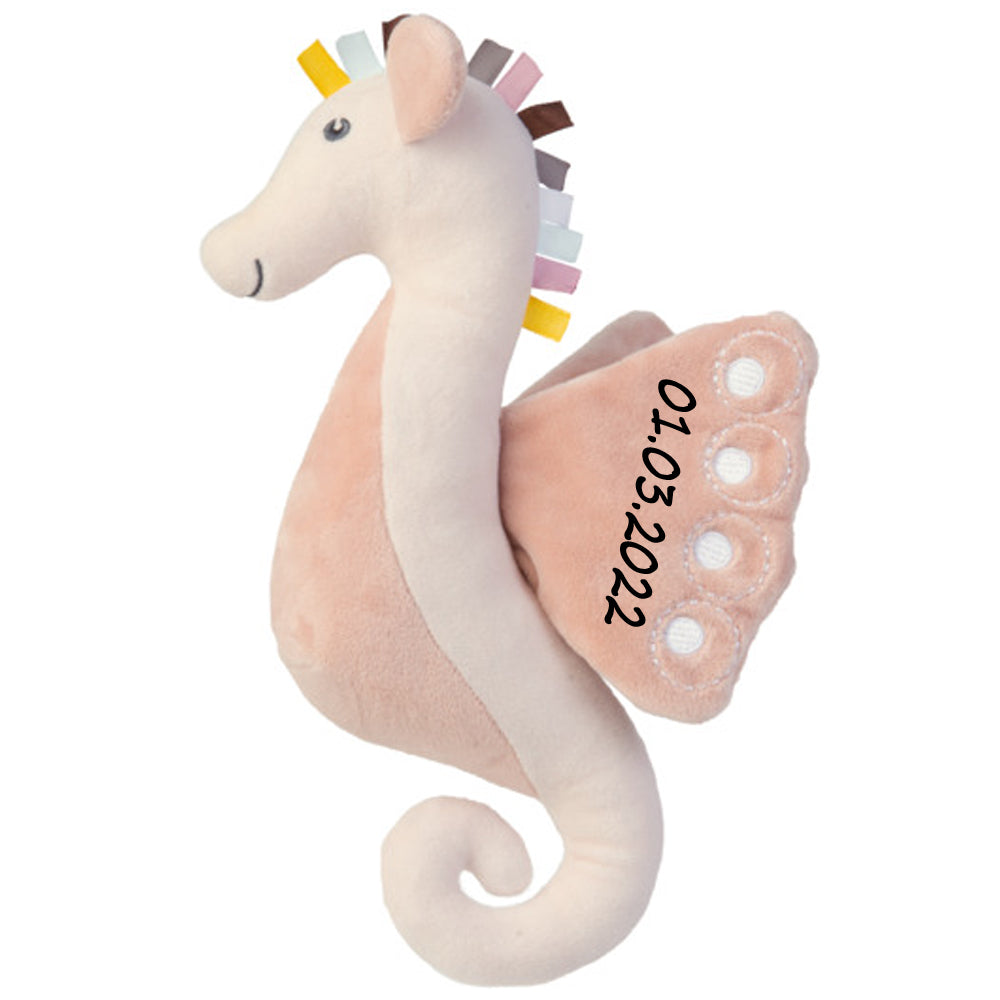 Stofftier Seepferd rosa Geschenk mit Namen und Geburtsdatum personalisiert 36cm