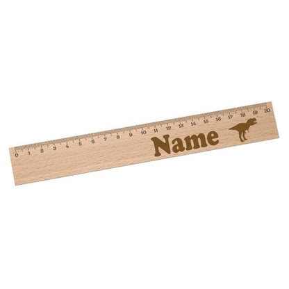 Personalisiertes Lineal zur Einschulung mit Name & Motiv graviert - 20cm Holzlineal Geschenk für Schulanfänger Dino