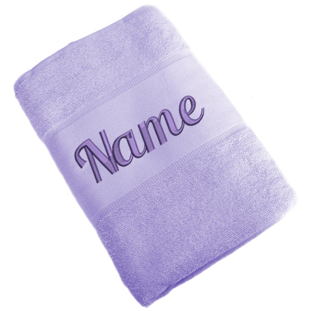 Handtuch Badetuch Badehandtuch aus 100% Baumwolle mit Namen personalisiert Bestickt Flieder