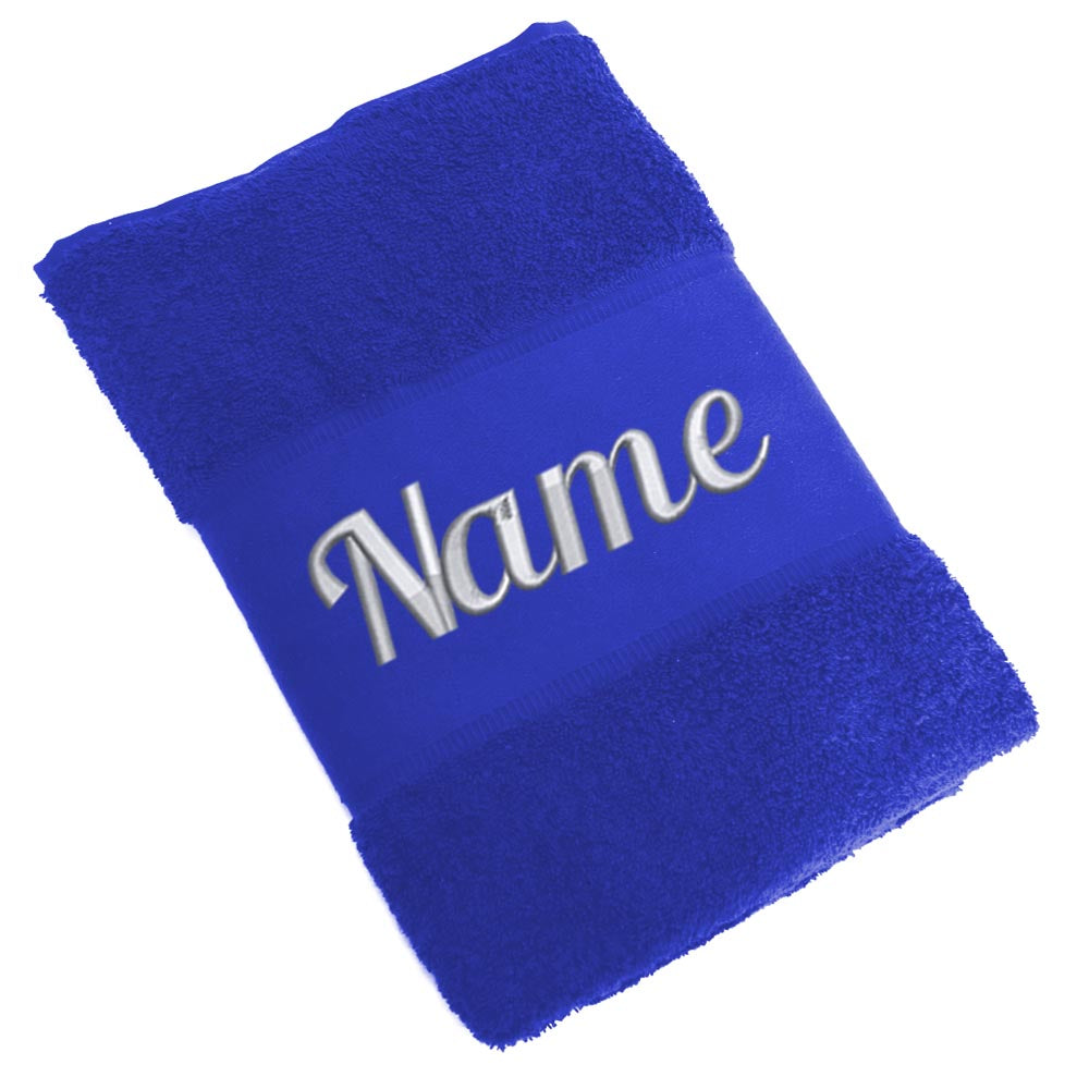 Handtuch Badetuch Badehandtuch aus 100% Baumwolle mit Namen personalisiert Bestickt Blau