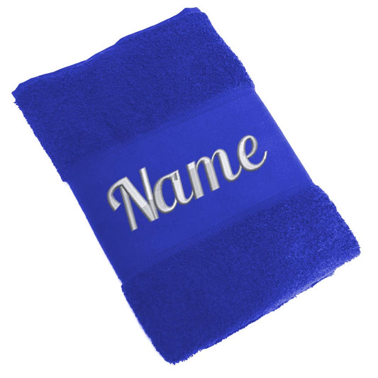 Handtuch Badetuch Badehandtuch aus 100% Baumwolle mit Namen personalisiert Bestickt Blau