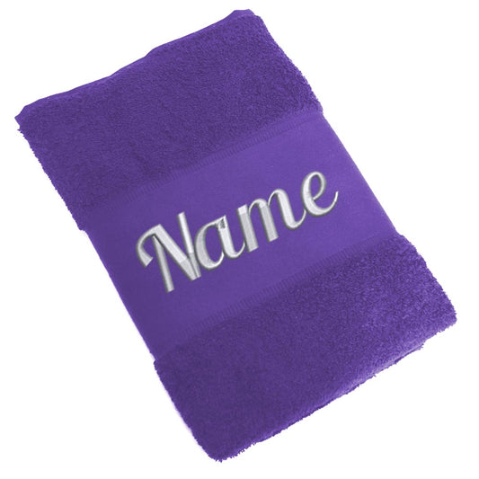 Handtuch Badetuch Badehandtuch aus 100% Baumwolle mit Namen personalisiert Bestickt Lila