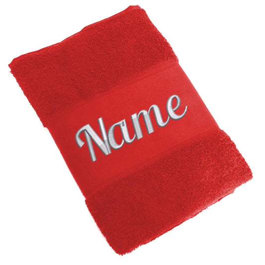 Handtuch Badetuch Badehandtuch aus 100% Baumwolle mit Namen personalisiert Bestickt Rot
