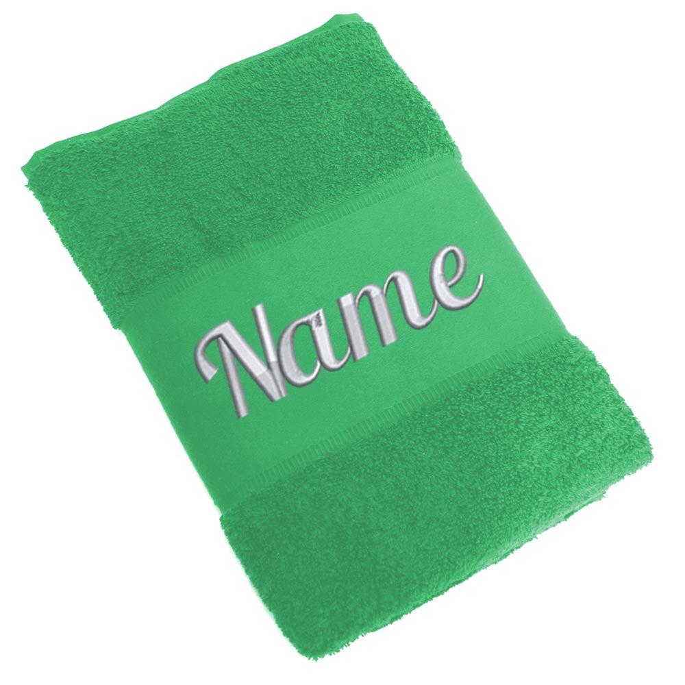 Handtuch Badetuch Badehandtuch aus 100% Baumwolle mit Namen personalisiert Bestickt Grün