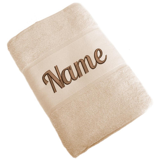 Handtuch Badetuch Badehandtuch aus 100% Baumwolle mit Namen personalisiert Bestickt Beige