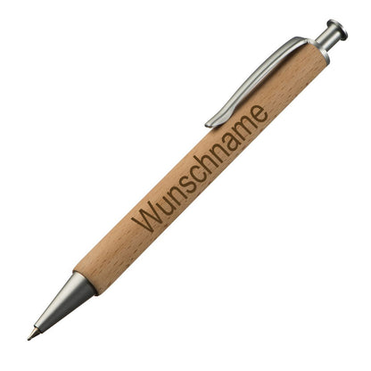Kugelschreiber mit Name graviert aus Holz Wunschname oder Wunschtext als Geschenk Kugelschreiber und Holzbox graviert