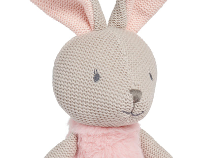 Hase Stofftier mit Name und Geburtsdatum Kuscheltier gestrickt personalisiert Geschenk zur Geburt Hasenmädchen