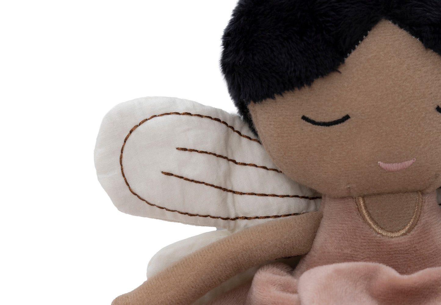Stoffpuppe mit Namen Kuscheltier Fee personalisiert Geschenk zur Geburt Kleid Rose