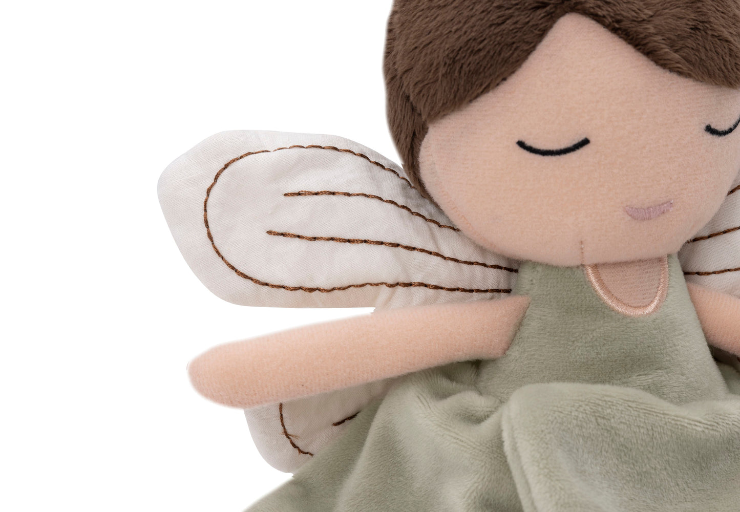 Personalisierte Kuschel- und Kinderpuppe Stoffpuppe mit Namen Kuscheltier Fee personalisiert Geschenk zur Geburt Kleid salbei
