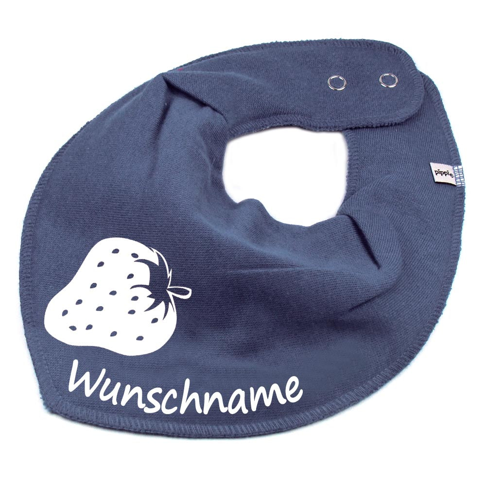 HALSTUCH Erdbeere mit Name oder Text personalisiert für Baby oder Kind aus Baumwolle in Einheitsgröße verschiedene Farben