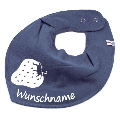 HALSTUCH Erdbeere mit Name oder Text personalisiert für Baby oder Kind aus Baumwolle in Einheitsgröße verschiedene Farben