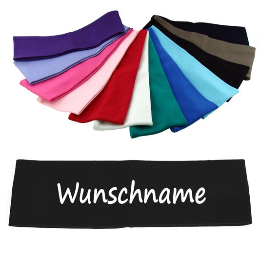 Stirnband mit Namen oder Text personalisiert für Baby oder Kind aus 100% Baumwolle Schwarz