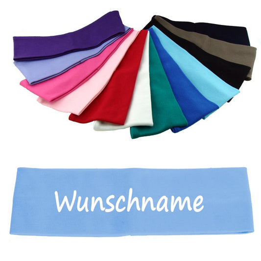 Stirnband mit Namen oder Text personalisiert für Baby oder Kind aus 100% Baumwolle Aqua