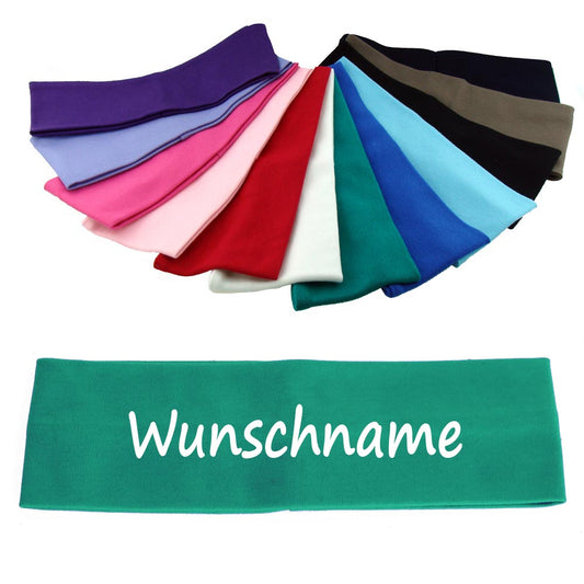 Stirnband mit Namen oder Text personalisiert für Baby oder Kind aus 100% Baumwolle (Smaragd, Kleinkinder bis 48cm Kopfumfang)