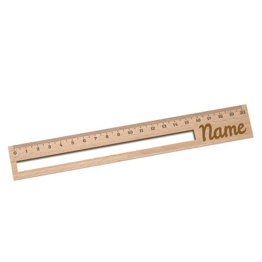 Personalisierte Lesehilfe und Lineal für Erstleser mit Name graviert - 20cm Holzlineal Geschenk für Schulanfänger zur Einschulung