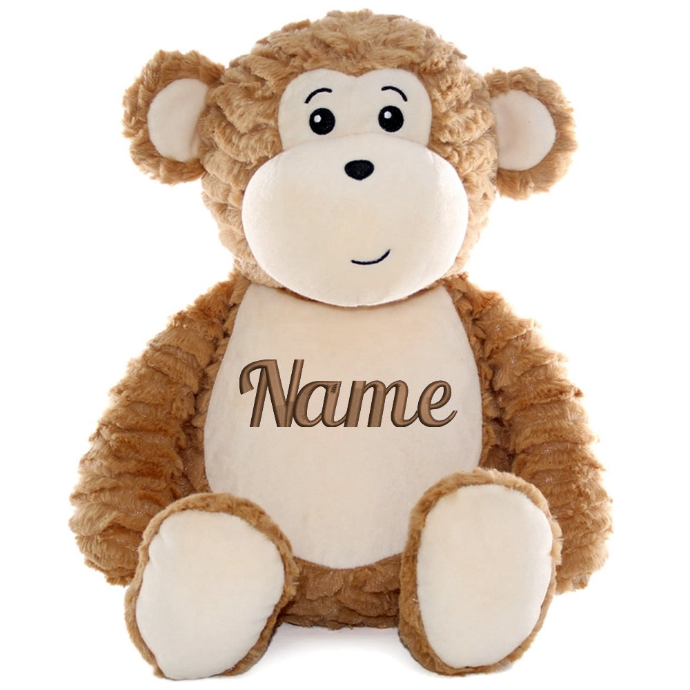 Personalisiertes Stofftier AFFE Kuscheltier Bestickt Plüschtier zur Geburt Stickmotiv Name