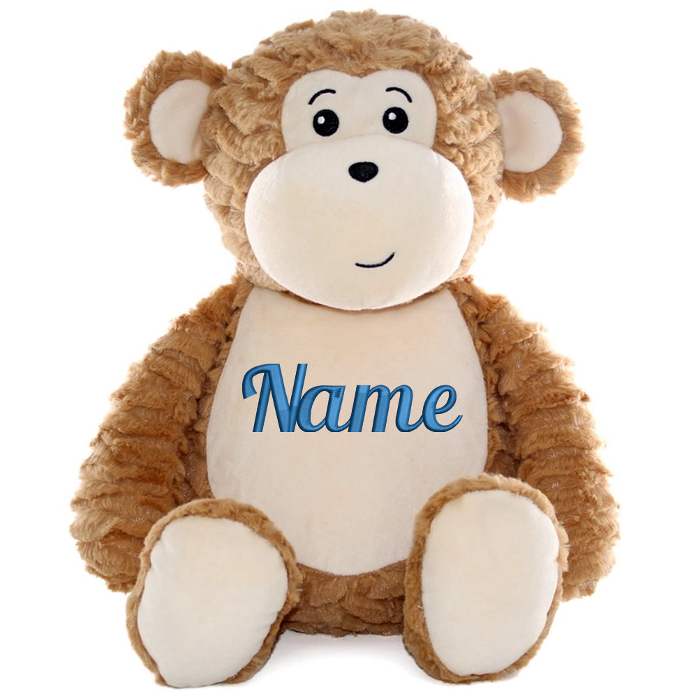 Personalisiertes Stofftier AFFE Kuscheltier Bestickt Plüschtier zur Geburt Stickmotiv Name