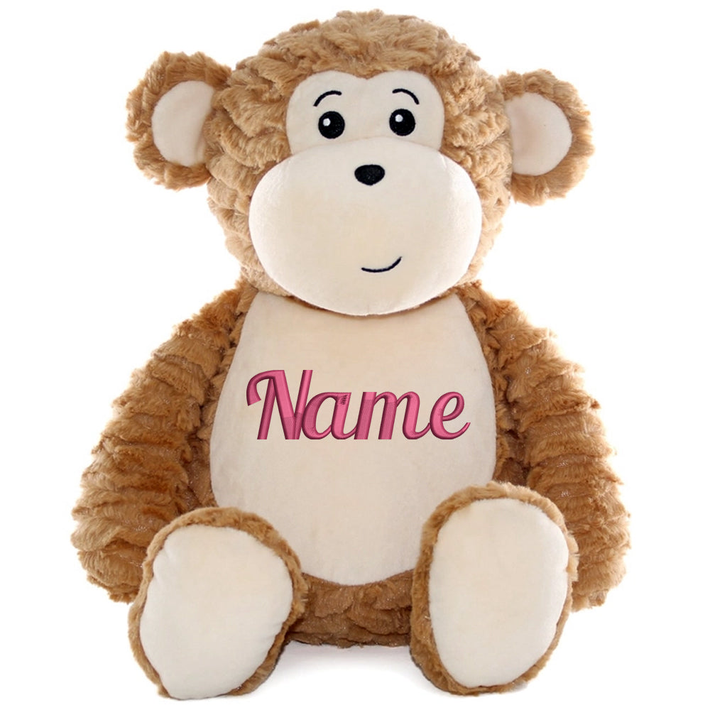 Personalisiertes Stofftier AFFE Kuscheltier Bestickt Plüschtier zur Geburt Stickmotiv Name