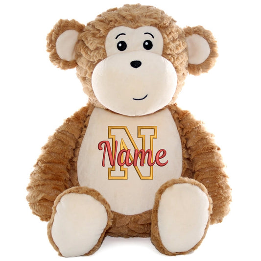 Personalisiertes Stofftier AFFE Kuscheltier Bestickt Plüschtier zur Geburt Stickmotiv Buchstabe