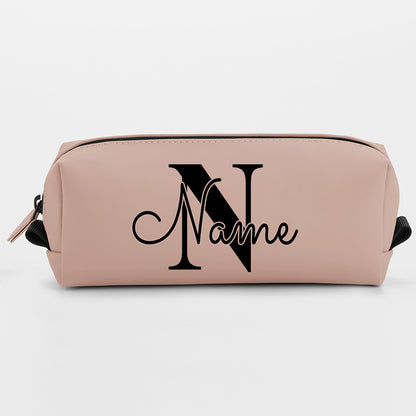 Personalisierte Federmappe mit Name bedruckt - Stifte Etui für Schule - Geschenk zur Einschulung Motiv Buchstabe rosa