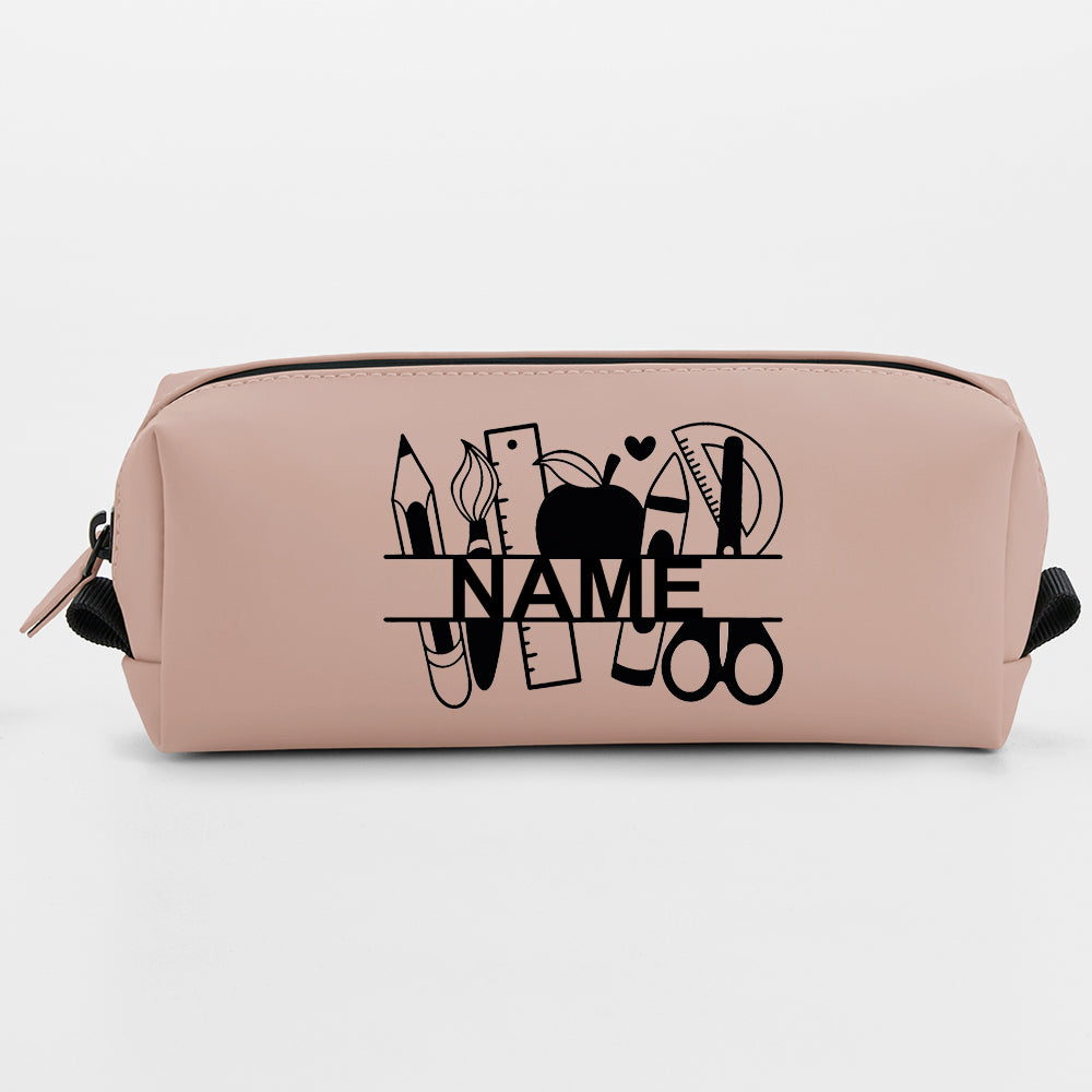 Personalisierte Federmappe mit Name Bedruckt - Stifte Etui für Schule - Geschenk zur Einschulung Motiv Stifte rosa