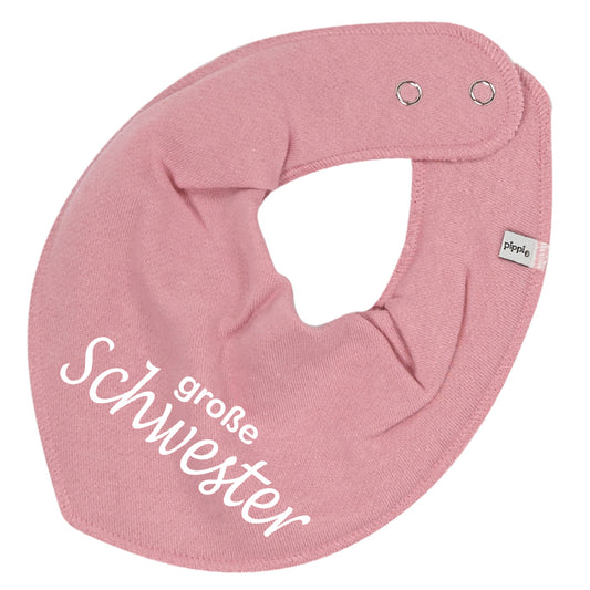 HALSTUCH mit Spruch große Schwester für Baby oder Kind altrosa aus Baumwolle in Einheitsgröße