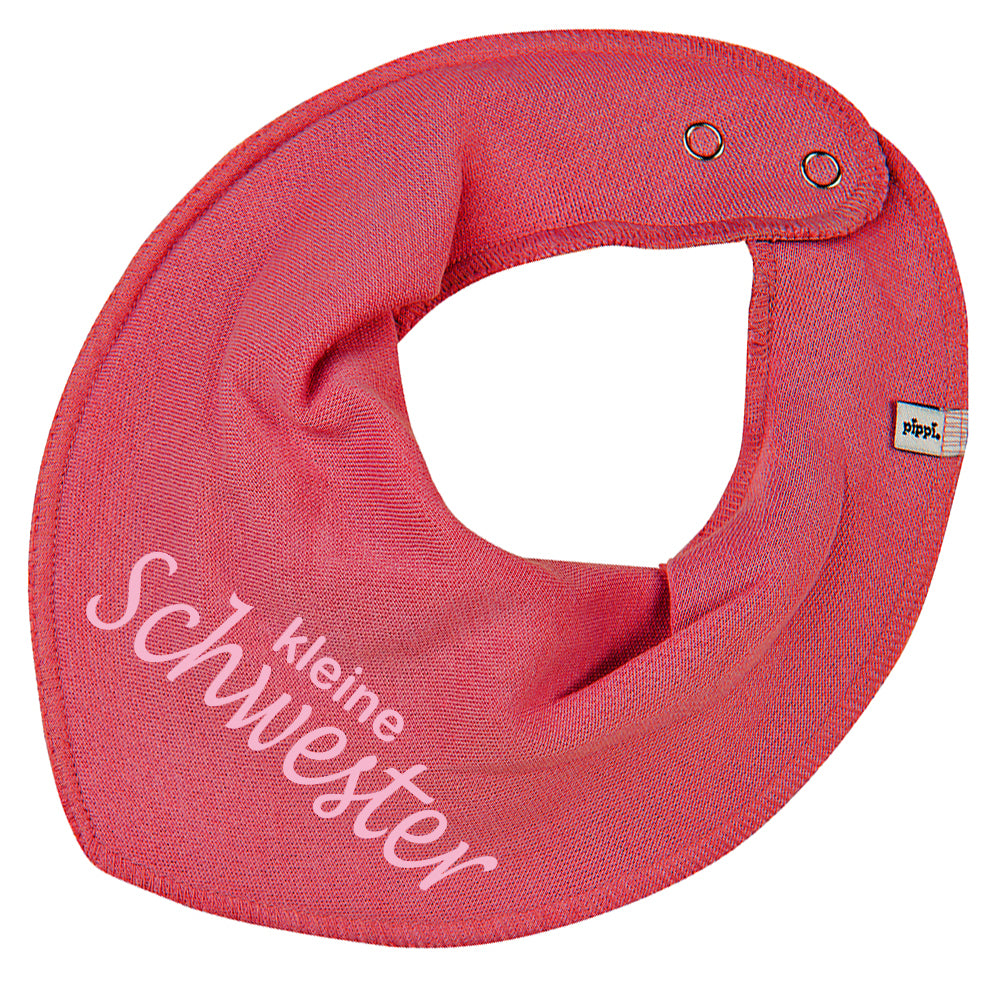HALSTUCH mit Spruch kleine Schwester für Baby oder Kind altpink aus Baumwolle in Einheitsgröße