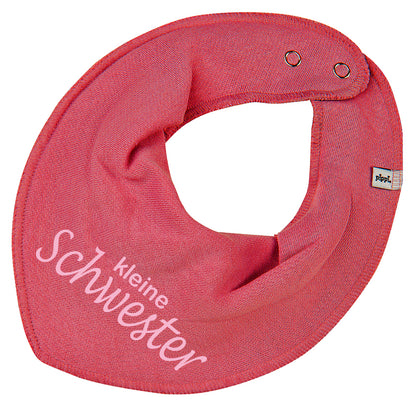 HALSTUCH mit Spruch kleine Schwester für Baby oder Kind altpink aus Baumwolle in Einheitsgröße