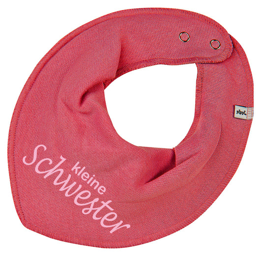 HALSTUCH mit Spruch kleine Schwester für Baby oder Kind altpink aus Baumwolle in Einheitsgröße
