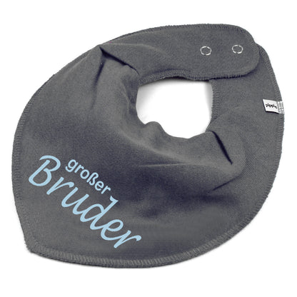 HALSTUCH mit Spruch großer Bruder für Baby oder Kind dunkelgrau aus Baumwolle in Einheitsgröße