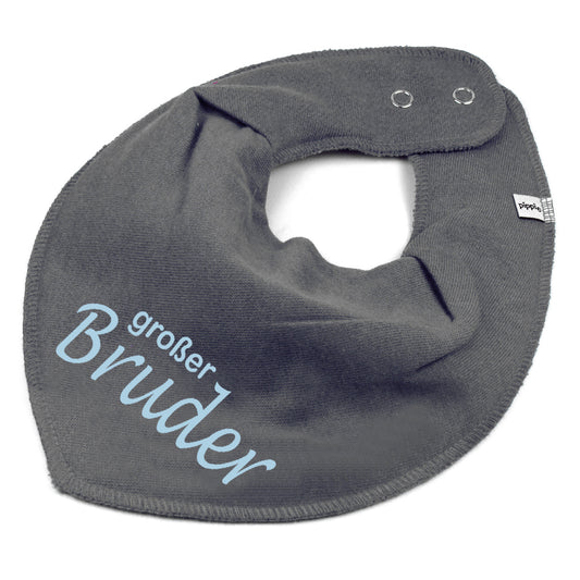 HALSTUCH mit Spruch großer Bruder für Baby oder Kind dunkelgrau aus Baumwolle in Einheitsgröße
