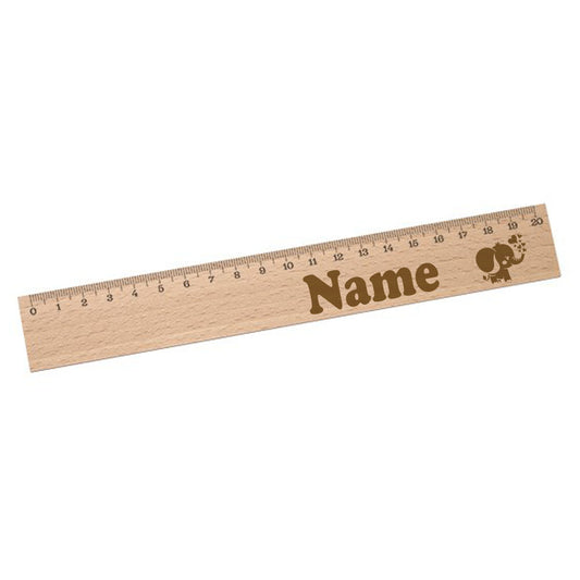Personalisiertes Lineal zur Einschulung mit Name & Motiv graviert - 20cm Holzlineal Geschenk für Schulanfänger Elefant