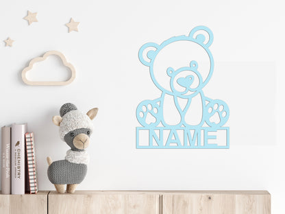 Personalisierter 3D Schriftzug individuelles Namensschild 25cm Höhe Türschild Wanddekoration Kinderzimmer Acryl Bär verschiedene Farben