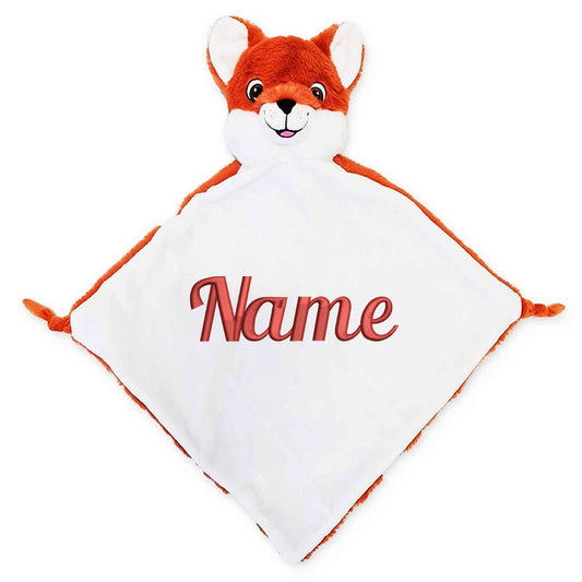 Personalisiertes Schnuffeltuch weiches Kuscheltuch mit Name Bestickt Schnuffeltier Schlafhilfe Tröster Geschenk zur Geburt Fuchs
