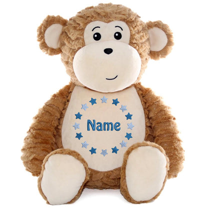 Personalisiertes Stofftier AFFE Kuscheltier Bestickt Plüschtier zur Geburt Stickmotiv Sternkreis