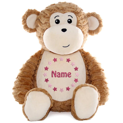 Personalisiertes Stofftier AFFE Kuscheltier Bestickt Plüschtier zur Geburt Stickmotiv Sternkreis