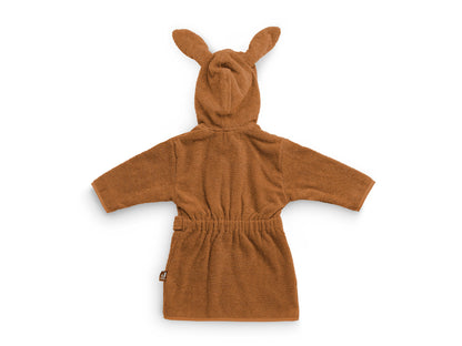Personalisierter Bademantel mit Name bestickt für Kinder und Kleinkinder aus Frottee Baumwolle Caramel