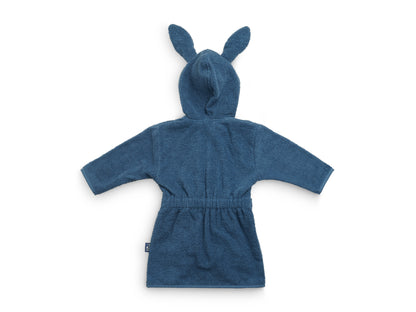 Personalisierter Bademantel mit Name bestickt für Kinder und Kleinkinder aus Frottee Baumwolle Blau
