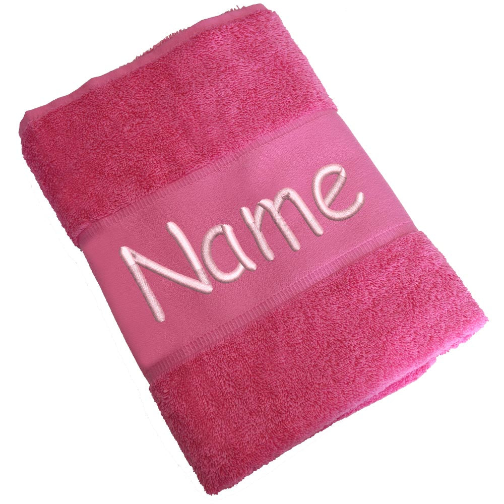 Handtuch Badetuch Badehandtuch aus 100% Baumwolle mit Namen personalisiert Bestickt Pink
