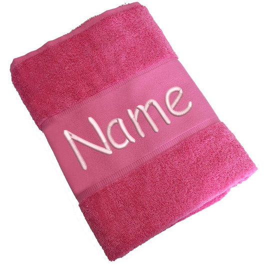 Handtuch Badetuch Badehandtuch aus 100% Baumwolle mit Namen personalisiert Bestickt Pink