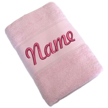 Handtuch Badetuch Badehandtuch aus 100% Baumwolle mit Namen personalisiert Bestickt Rosa