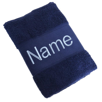 Handtuch Badetuch Badehandtuch aus 100% Baumwolle mit Namen personalisiert Bestickt Dunkelblau