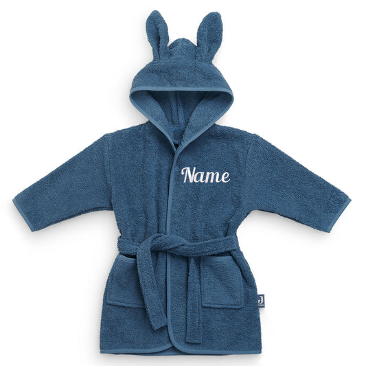 Personalisierter Bademantel mit Name bestickt für Kinder und Kleinkinder aus Frottee Baumwolle Blau