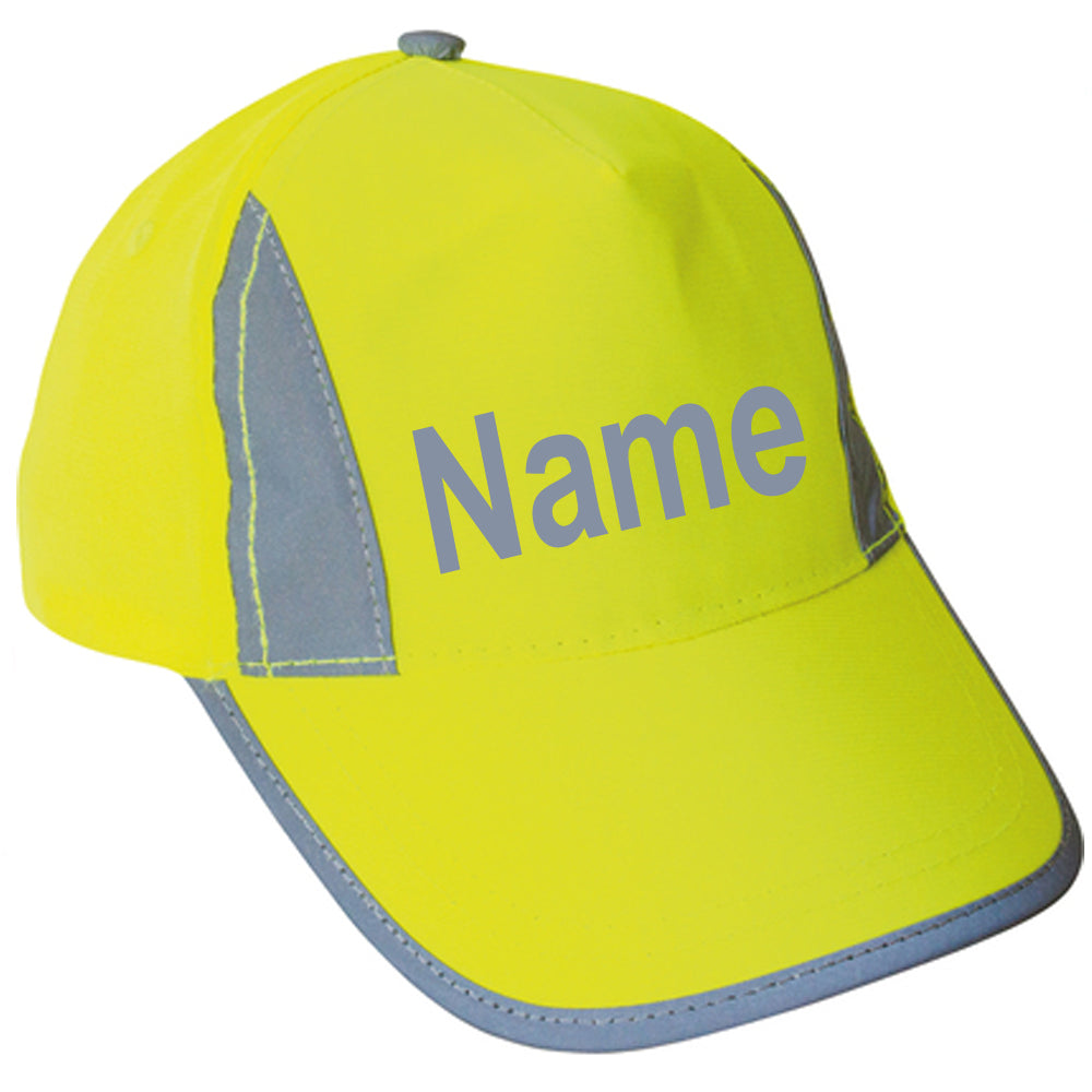 Kinder Warnschutz Cap mit Namen oder Text personalisiert Cap gelb Einheitsgröße