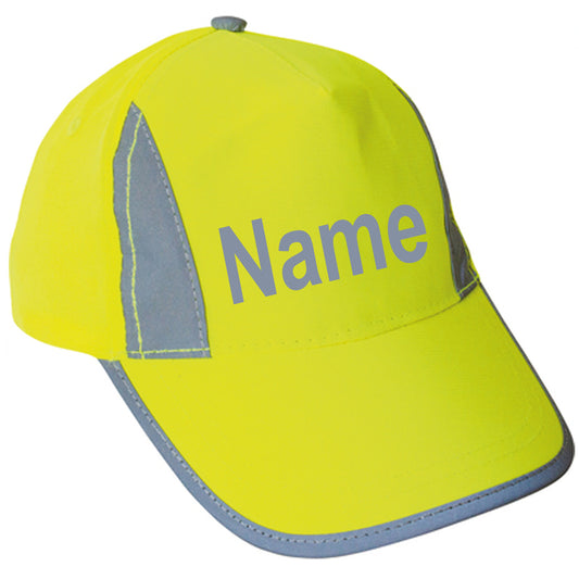 Kinder Warnschutz Cap mit Namen oder Text personalisiert Cap gelb Einheitsgröße