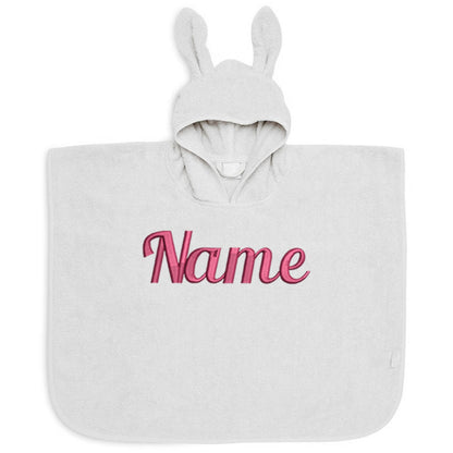 Baby Badeponcho mit Name Bestickt Poncho aus Frottee Baumwolle Elfenbein