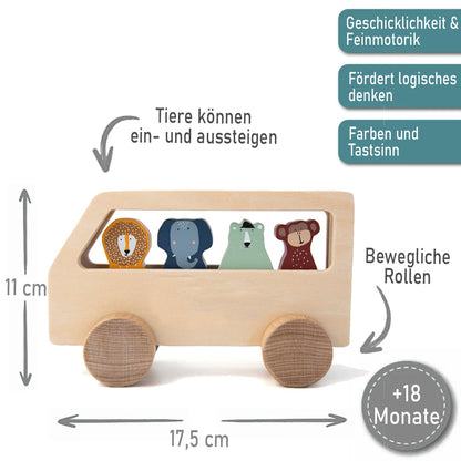 Spielbus Holz PERSONALISIERT mit Name graviert Motorikspielzeug Spielauto ab 18 Monate