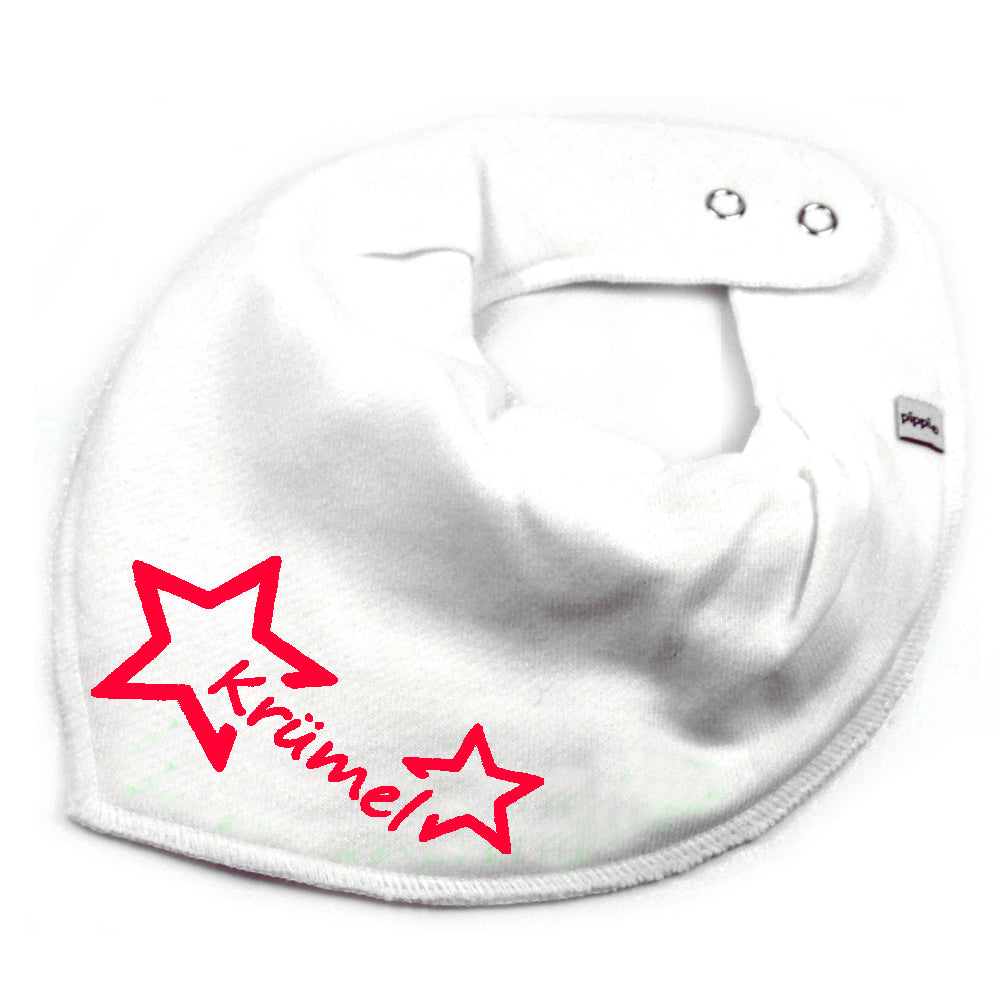 HALSTUCH Stern mit Name oder Text personalisiert für Baby oder Kind aus Baumwolle in Einheitsgröße verschiedene Farben